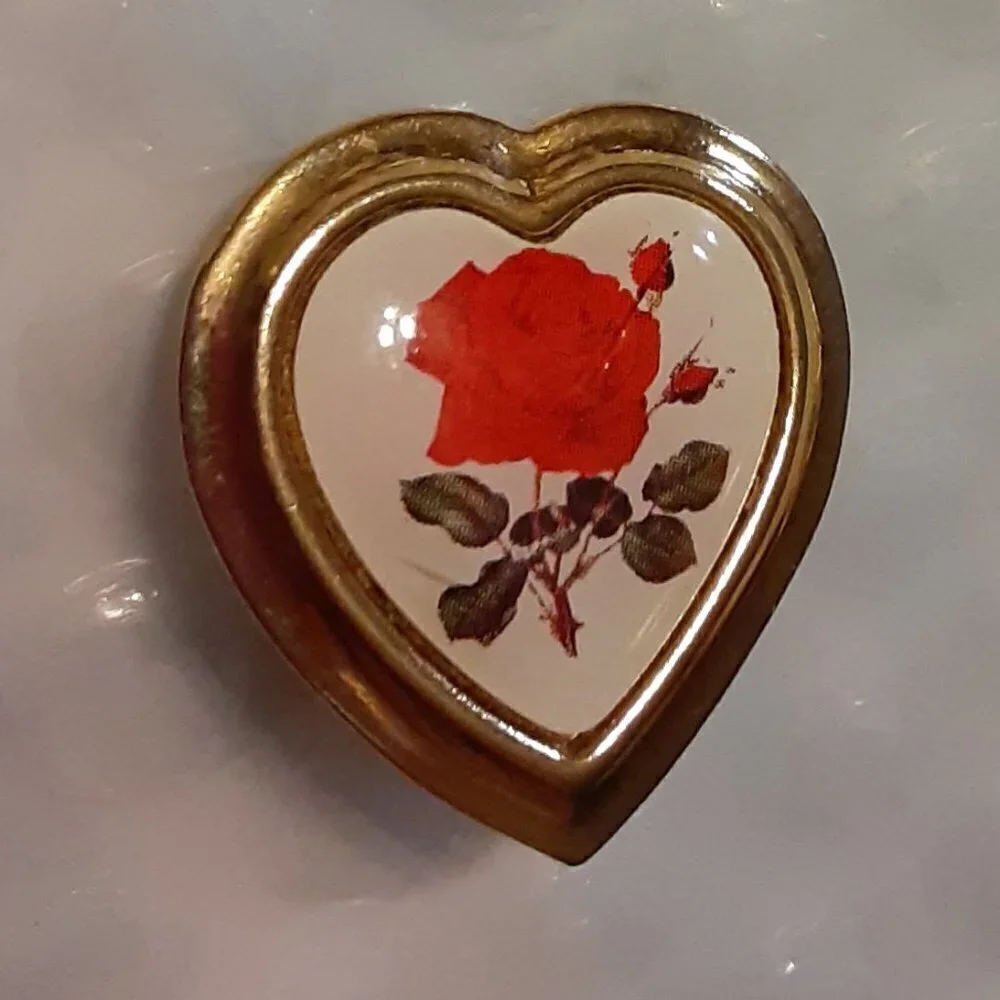 Heart-Shaped with Flower Brooch